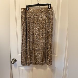 J.Crew pleated leopard print midi skirt.